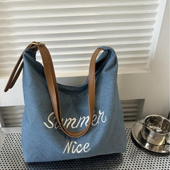 Vintage Large Capacity Canvas Tote Bag - Y2K Retro Hobo Handbag