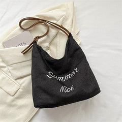 Vintage Large Capacity Canvas Tote Bag - Y2K Retro Hobo Handbag
