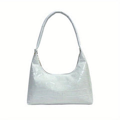 Glossy Stone Pattern Underarm Bag PU Leather Top Handle Bag