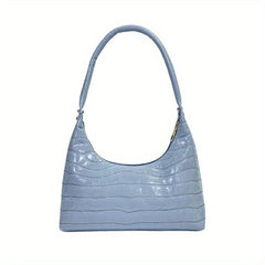 Glossy Stone Pattern Underarm Bag PU Leather Top Handle Bag