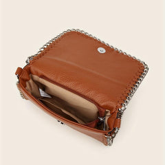 2pcs Metal Chain Crossbody Envelope Purse Set PU Leather Textured Bag Purse