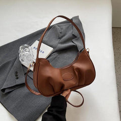 Minimalist Solid Baguette Bag Ruched Underarm Bag