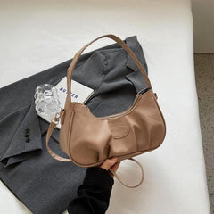 Minimalist Solid Baguette Bag Ruched Underarm Bag