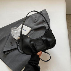 Minimalist Solid Baguette Bag Ruched Underarm Bag
