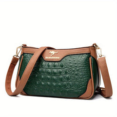 Crocodile Pattern Crossbody Bag PU Leather Underarm Bag Purse