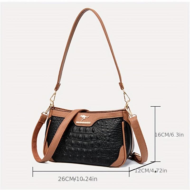 Crocodile Pattern Crossbody Bag PU Leather Underarm Bag Purse