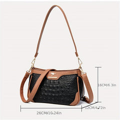 Crocodile Pattern Crossbody Bag PU Leather Underarm Bag Purse