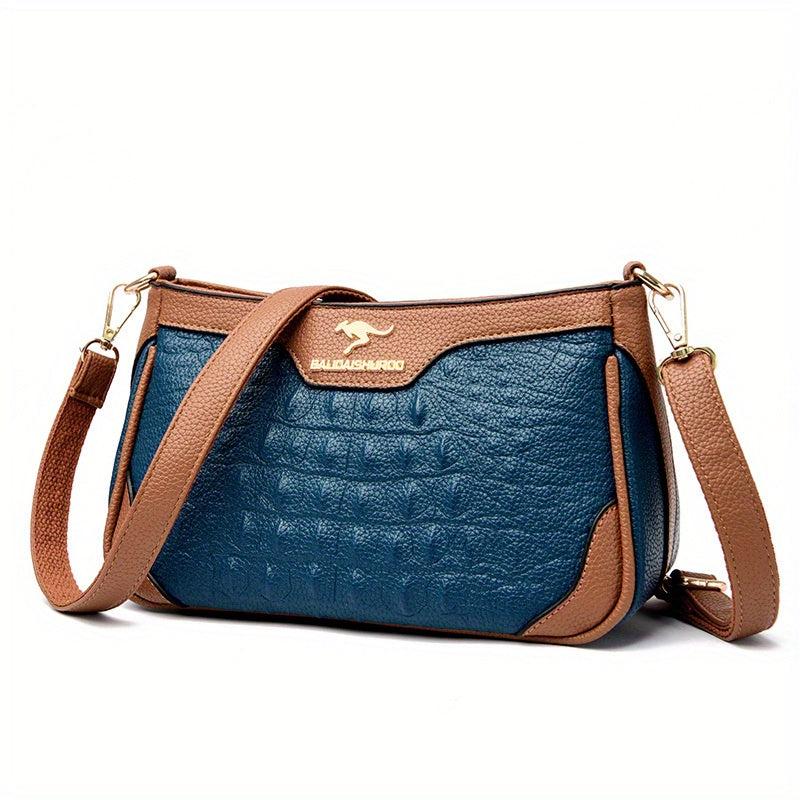 Crocodile Pattern Crossbody Bag PU Leather Underarm Bag Purse