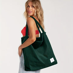 Corduroy Shoulder Bag Minimalist Solid Tote Bag