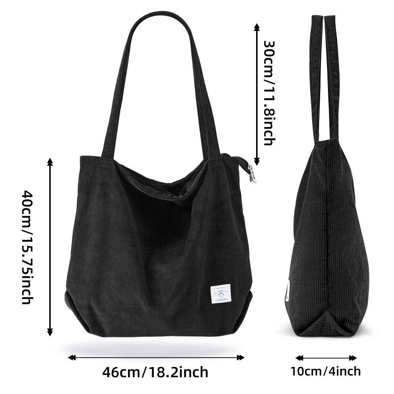 Corduroy Shoulder Bag Minimalist Solid Tote Bag
