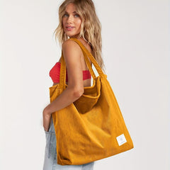 Corduroy Shoulder Bag Minimalist Solid Tote Bag