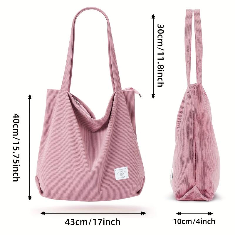Corduroy Shoulder Bag Minimalist Solid Tote Bag