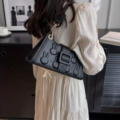 Rabbit Shoulder Bag Braided Strap PU Leather Magnet Crossbody Bag