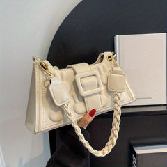 Rabbit Shoulder Bag Braided Strap PU Leather Magnet Crossbody Bag