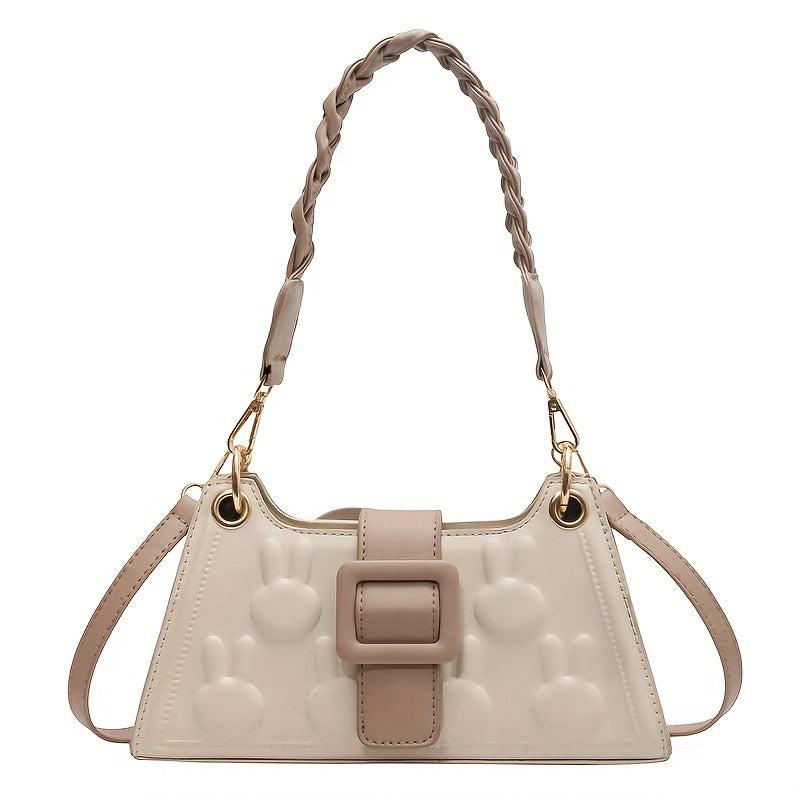 Rabbit Shoulder Bag Braided Strap PU Leather Magnet Crossbody Bag