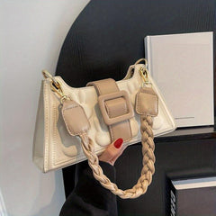 Rabbit Shoulder Bag Braided Strap PU Leather Magnet Crossbody Bag
