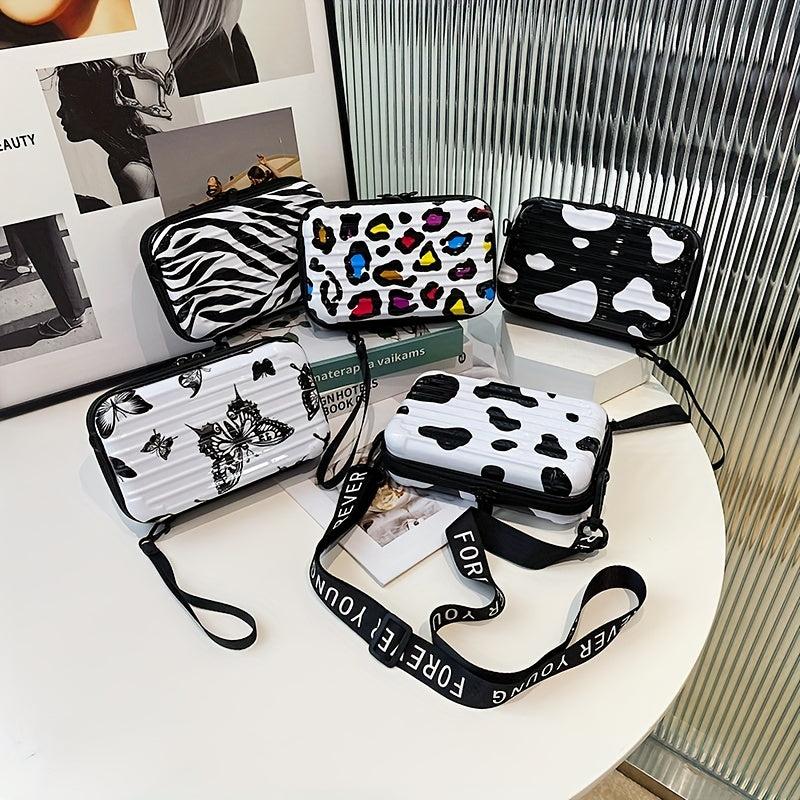 Mini Butterfly Cow Leopard Pattern Bag Small Shoulder Box Bag Women's Handbag