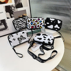 Mini Butterfly Cow Leopard Pattern Bag Small Shoulder Box Bag Women's Handbag