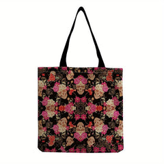 Vintage Skull Pattern Canvas Shoulder Bag Halloween All Match Shopping