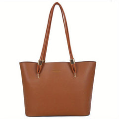 Retro Solid Tote Bag Large Capacity Shoulder Bag Zipper