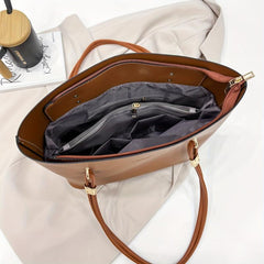 Retro Solid Tote Bag Large Capacity Shoulder Bag Zipper