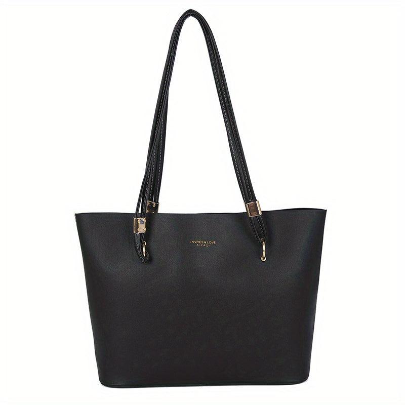 Retro Solid Tote Bag Large Capacity Shoulder Bag Zipper