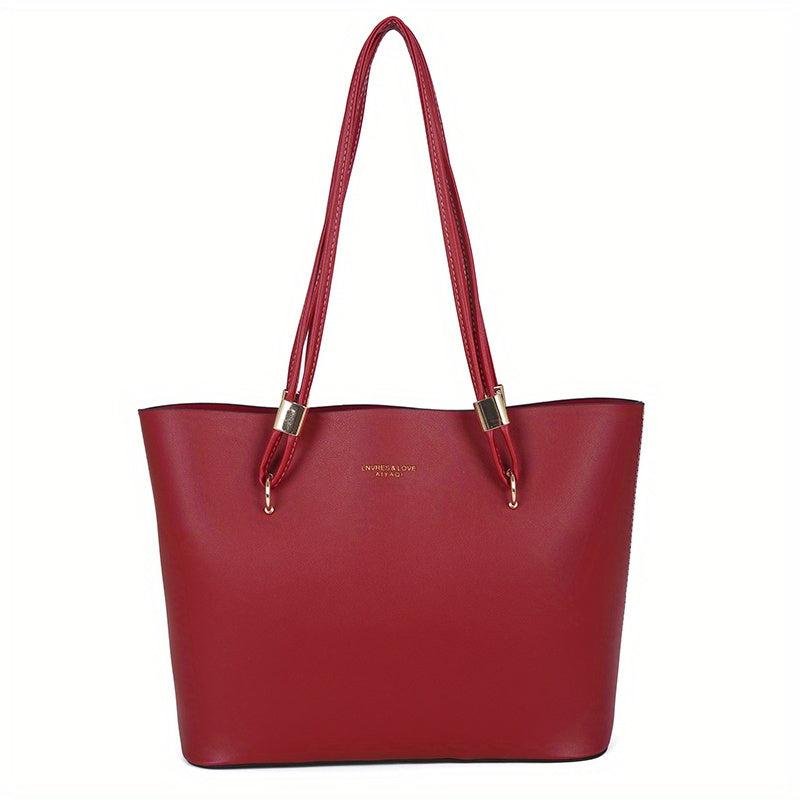 Retro Solid Tote Bag Large Capacity Shoulder Bag Zipper