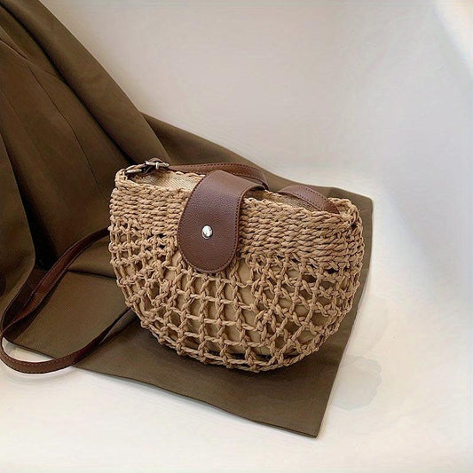 Vintage Straw Resort Style Casual Shoulder Crossbody Bag