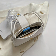Solid PU Leather Shoulder Bag Magnet Zipper Minimalist Baguette Bag