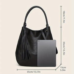 Tassel Top Handle Satchel Large Capacity Tote Bag