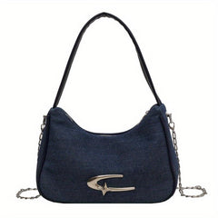 Y2K Metal Star Decor Shoulder Bag Denim Niche Underarm Bag