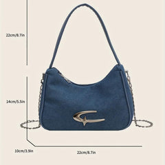 Y2K Metal Star Decor Shoulder Bag Denim Niche Underarm Bag