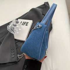 Y2K Metal Star Decor Shoulder Bag Denim Niche Underarm Bag