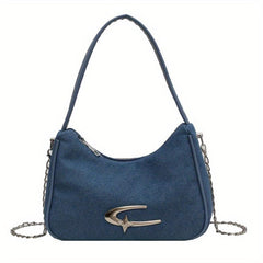Y2K Metal Star Decor Shoulder Bag Denim Niche Underarm Bag