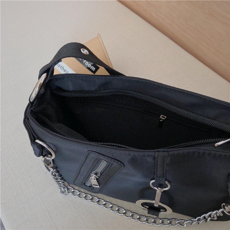 Niche Baguette Bag Chain Decor Zipper Armpit Bag