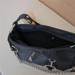 Niche Baguette Bag Chain Decor Zipper Armpit Bag
