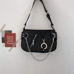 Niche Baguette Bag Chain Decor Zipper Armpit Bag