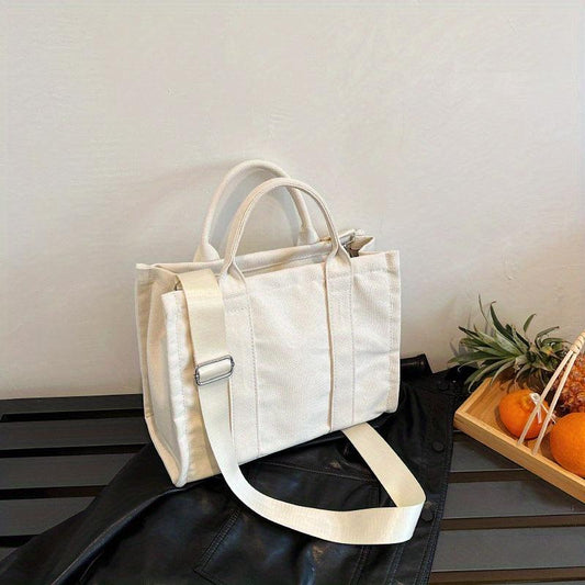 Solid Tote Bag Large Capacity Crossbody Bag Reusable Shopping Bag