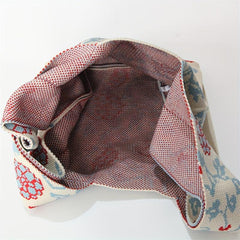 Flowers Pattern Knitted Handbag Fabric Crochet Niche Tote Bag