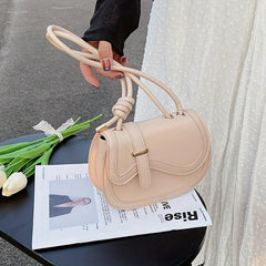 Solid Saddle Bag Knotted Crossbody Small Flap Purse