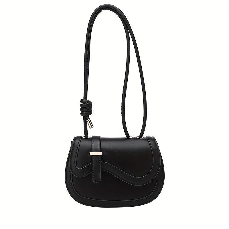 Solid Saddle Bag Knotted Crossbody Small Flap Purse