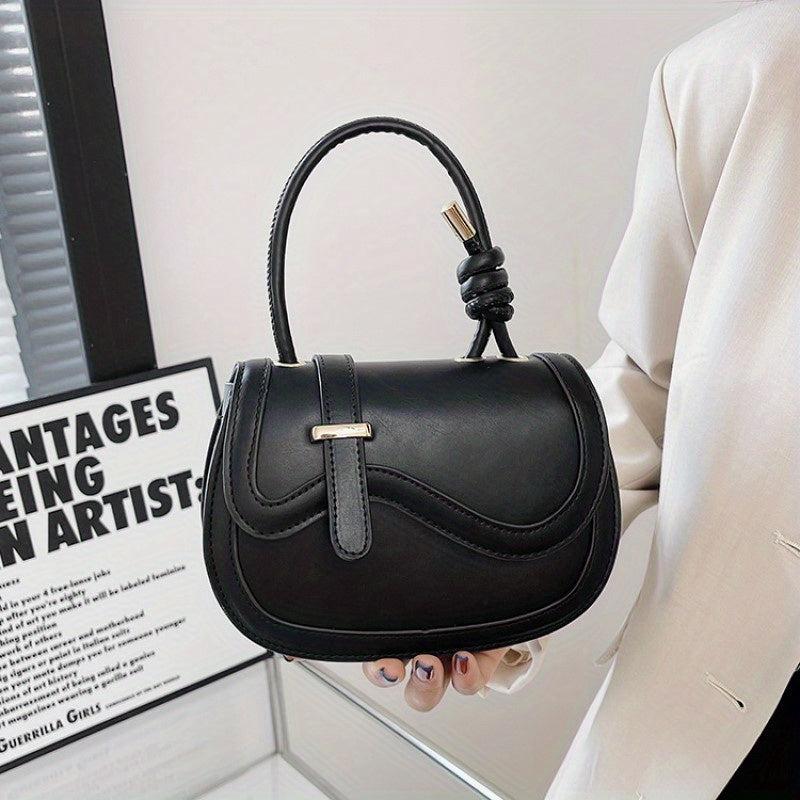 Solid Saddle Bag Knotted Crossbody Small Flap Purse