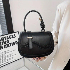 Solid Saddle Bag Knotted Crossbody Small Flap Purse