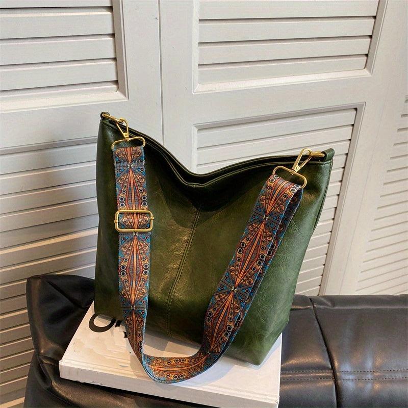 Stylish Commuter Tote Bag PU Leather Large Capacity Shoulder Bag