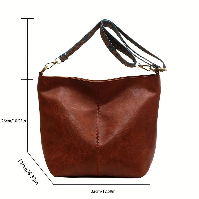 Stylish Commuter Tote Bag PU Leather Large Capacity Shoulder Bag