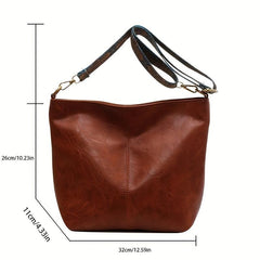 Stylish Commuter Tote Bag PU Leather Large Capacity Shoulder Bag