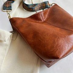 Stylish Commuter Tote Bag PU Leather Large Capacity Shoulder Bag