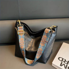 Stylish Commuter Tote Bag PU Leather Large Capacity Shoulder Bag
