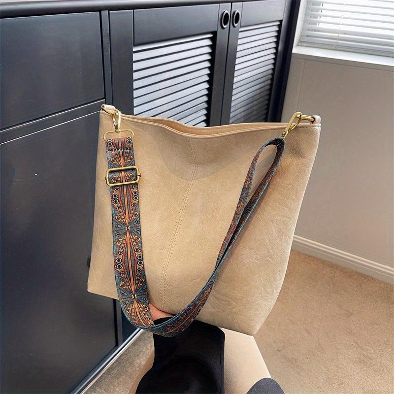 Stylish Commuter Tote Bag PU Leather Large Capacity Shoulder Bag