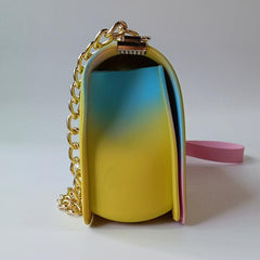 Rainbow Shoulder Bag Chain Crossbody Argyle Quilted Square Purse